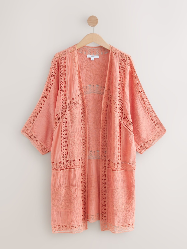 Pink Longline Kimono Cover-Up - Image 1 of 3