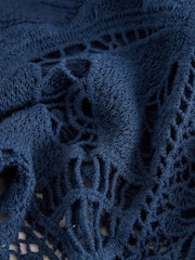 Navy White Crochet Kimono Cover-Up - Image 2 of 3