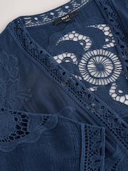 Navy White Crochet Kimono Cover-Up - Image 3 of 3