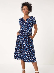 Vestido con detalle de botones y estampado de florecitas Petite de Roman - Imagen 2 de 5