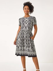 Roman Black Petite Stretch Pocket Dress - Image 2 of 5