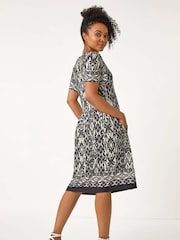 Roman Black Petite Stretch Pocket Dress - Image 3 of 5