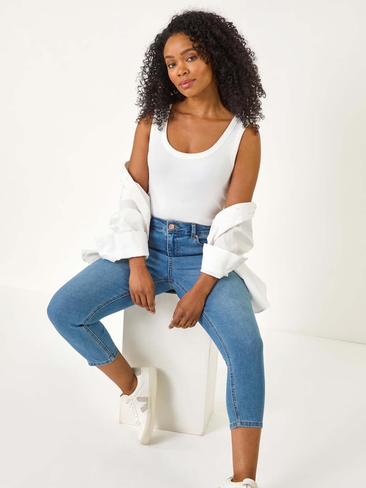 Roman Blue Petite Slim Crop Stretch Jeans - Image 1 of 5