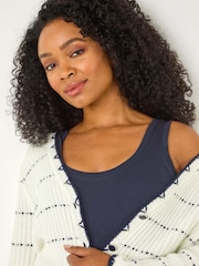 Roman White Petite Contrast Stitch Cardigan - Image 2 of 6