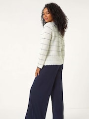 Roman White Petite Contrast Stitch Cardigan - Image 4 of 6