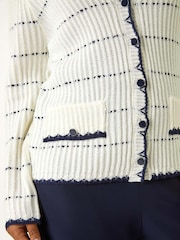 Roman White Petite Contrast Stitch Cardigan - Image 6 of 6