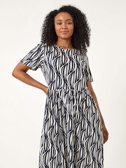 Roman Blue Petite Geometric Pocket Dress - Image 1 of 5