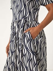 Roman Blue Petite Geometric Pocket Dress - Image 5 of 5