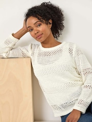 Roman White Petite Open Knit Jumper - Image 1 of 5