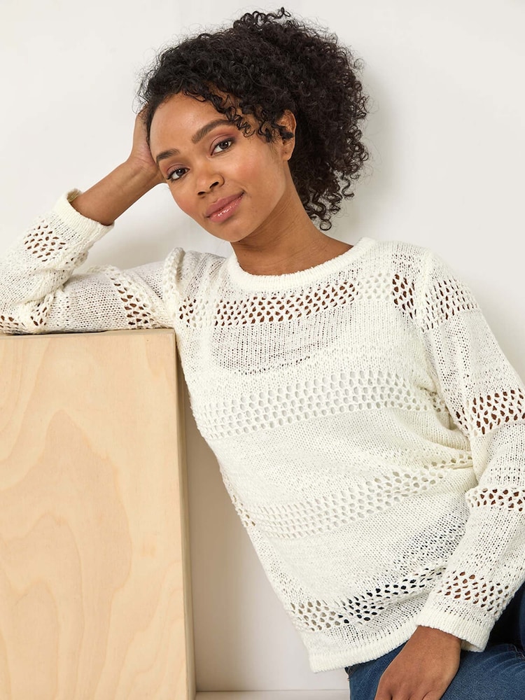 Roman White Petite Open Knit Jumper - Image 1 of 5