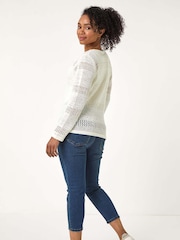 Roman White Petite Open Knit Jumper - Image 3 of 5