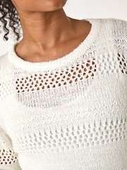 Roman White Petite Open Knit Jumper - Image 5 of 5