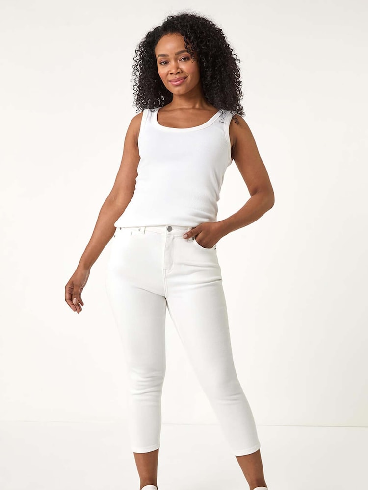 Roman White Petite Slim Crop Stretch Jeans - Image 2 of 5