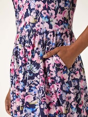 Roman Blue Petite Floral Pocket Midi Dress - Image 5 of 5