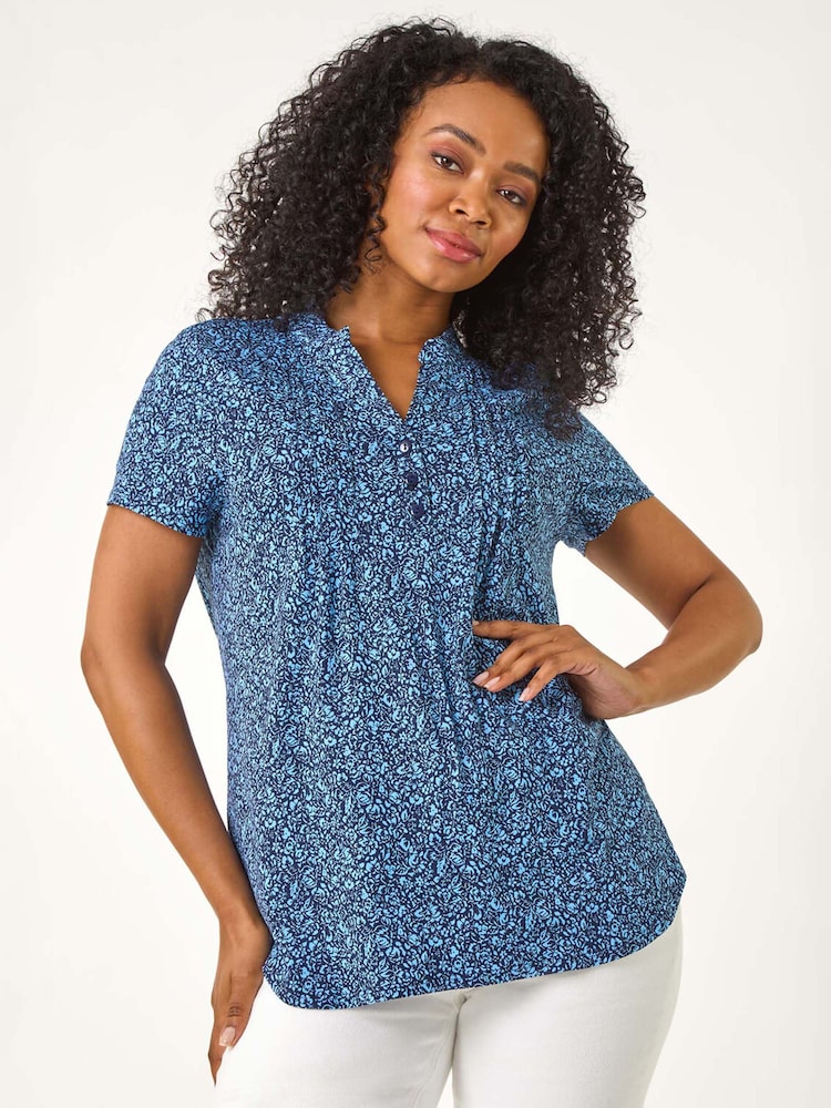 Roman Petite Floral Print V-Neck Stretch Top - Image 1 of 5