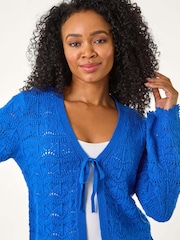 Roman Blue Petite Plain Knitted Tie Cardigan - Image 1 of 5