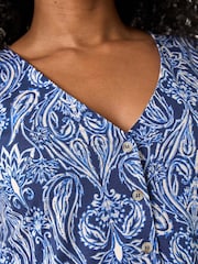 Roman Blue Petite Paisley Mono V-Neck Tunic - Image 5 of 5
