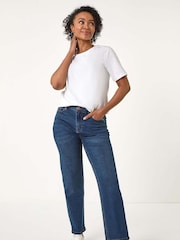 أزرق أزرق داكن - Roman Petite Stretch Straight Leg Trousers - صورة 1 من 5