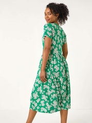Roman Green Petite Floral Button Up Midi Dress - Image 3 of 5