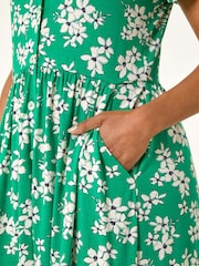 Roman Green Petite Floral Button Up Midi Dress - Image 5 of 5