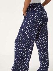 Roman Blue Petite Spot Print Wide Leg Stretch Trousers - Image 3 of 5