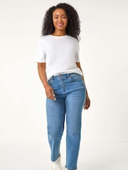 أزرق - Roman Petite Stretch Straight Leg Trousers - صورة 1 من 5