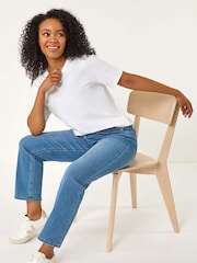 أزرق - Roman Petite Stretch Straight Leg Trousers - صورة 2 من 5