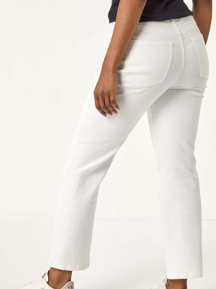 أبيض - Roman Petite Stretch Straight Leg Trousers - صورة 2 من 6