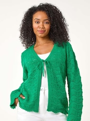 Roman Green Petite Plain Knitted Tie Cardigan - Image 1 of 5