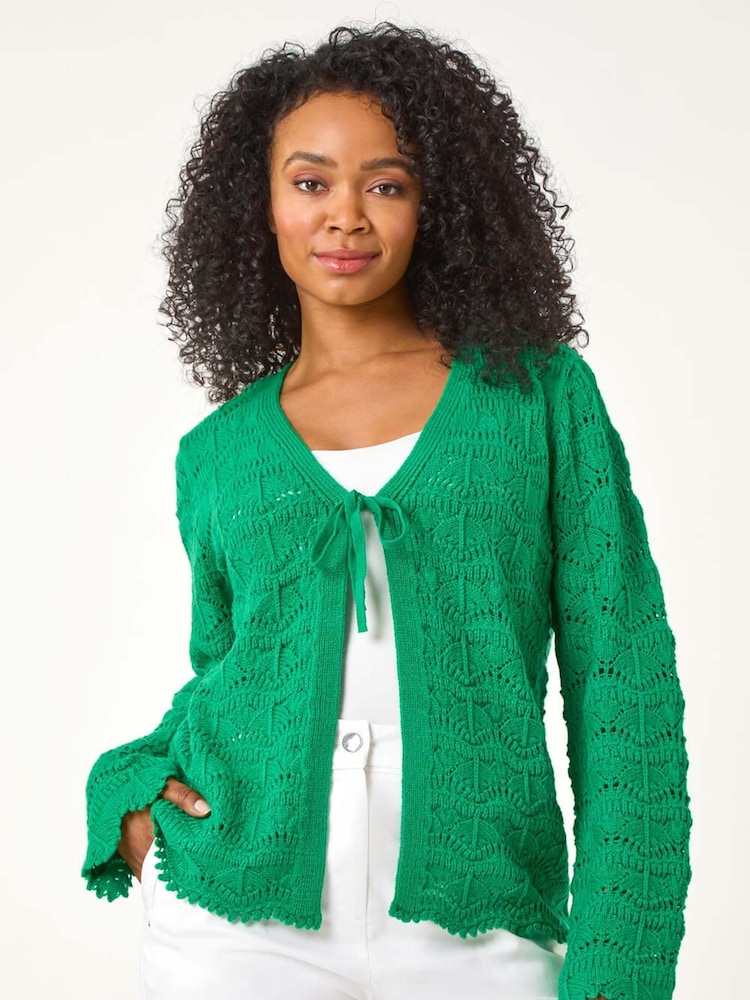 Roman Green Petite Plain Knitted Tie Cardigan - Image 1 of 5