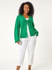 Roman Green Petite Plain Knitted Tie Cardigan - Image 2 of 5