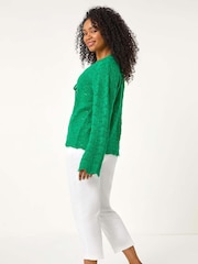 Roman Green Petite Plain Knitted Tie Cardigan - Image 3 of 5