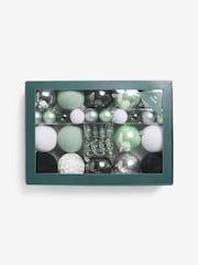 50 Pack White Green Shatterproof Christmas Baubles - Image 1 of 1