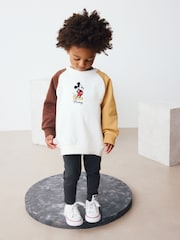 Ecru/Brown Mickey Mouse Crew Sweatshirt and Leggings Set (3mths-8yrs) - Image 1 of 4