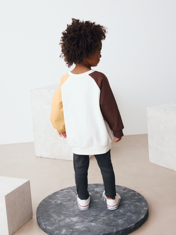 Ecru/Brown Mickey Mouse Crew Sweatshirt and Leggings Set (3mths-8yrs) - Image 2 of 4