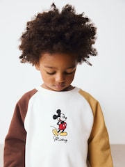 Ecru/Brown Mickey Mouse Crew Sweatshirt and Leggings Set (3mths-8yrs) - Image 3 of 4