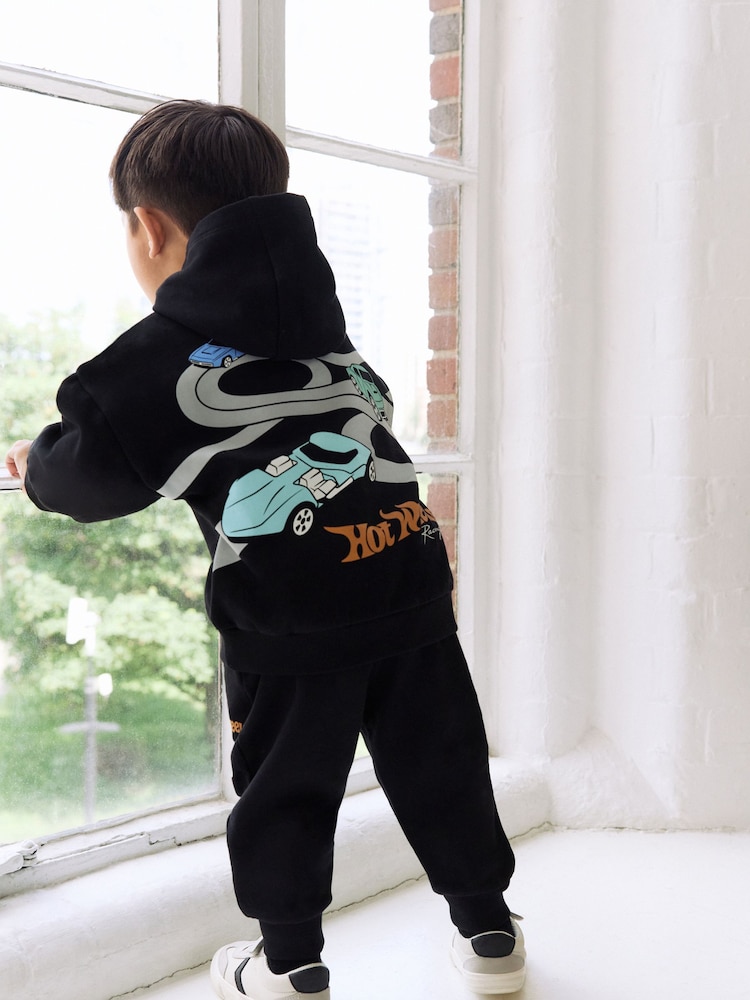 Black Hot Wheels Hoddie and Joggers Set (9mths-8yrs) - Image 3 of 3 Black Hot Wheels Hoddie and Joggers Set (9mths-8yrs) - Image 3 of 3