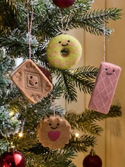 4 Pack Multi Assorted Biscuit Felt Christmas Baubles - Image 1 of 3