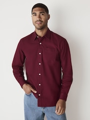 Burgundy Red Regular Fit Long Sleeve Oxford Shirt - Image 1 of 8