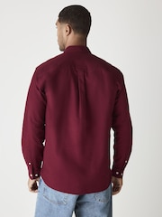 Burgundy Red Regular Fit Long Sleeve Oxford Shirt - Image 2 of 8