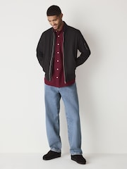 Burgundy Red Regular Fit Long Sleeve Oxford Shirt - Image 3 of 8