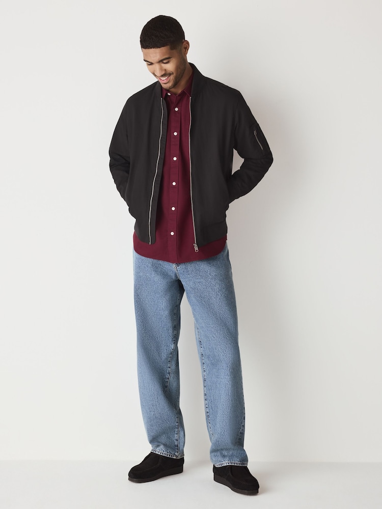 burgundy dress shirt with jeans L'AGENCE Cosette Pinstriped Shirt In Dark Malbec Pinstripe main image 1