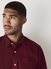 Burgundy Red Regular Fit Long Sleeve Oxford Shirt - Image 4 of 8