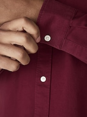 Burgundy Red Regular Fit Long Sleeve Oxford Shirt - Image 5 of 8