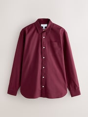 Burgundy Red Regular Fit Long Sleeve Oxford Shirt - Image 6 of 8