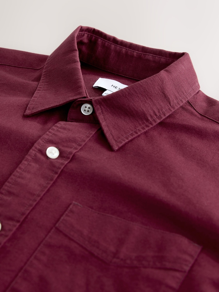 Burgundy Red Regular Fit Long Sleeve Oxford Shirt - Image 8 of 8