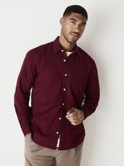 Burgundy Red Slim Fit Long Sleeve Oxford Shirt - Image 1 of 8