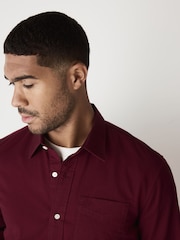 Burgundy Red Slim Fit Long Sleeve Oxford Shirt - Image 4 of 8