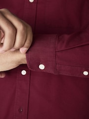 Burgundy Red Slim Fit Long Sleeve Oxford Shirt - Image 5 of 8