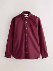 Burgundy Red Slim Fit Long Sleeve Oxford Shirt - Image 6 of 8